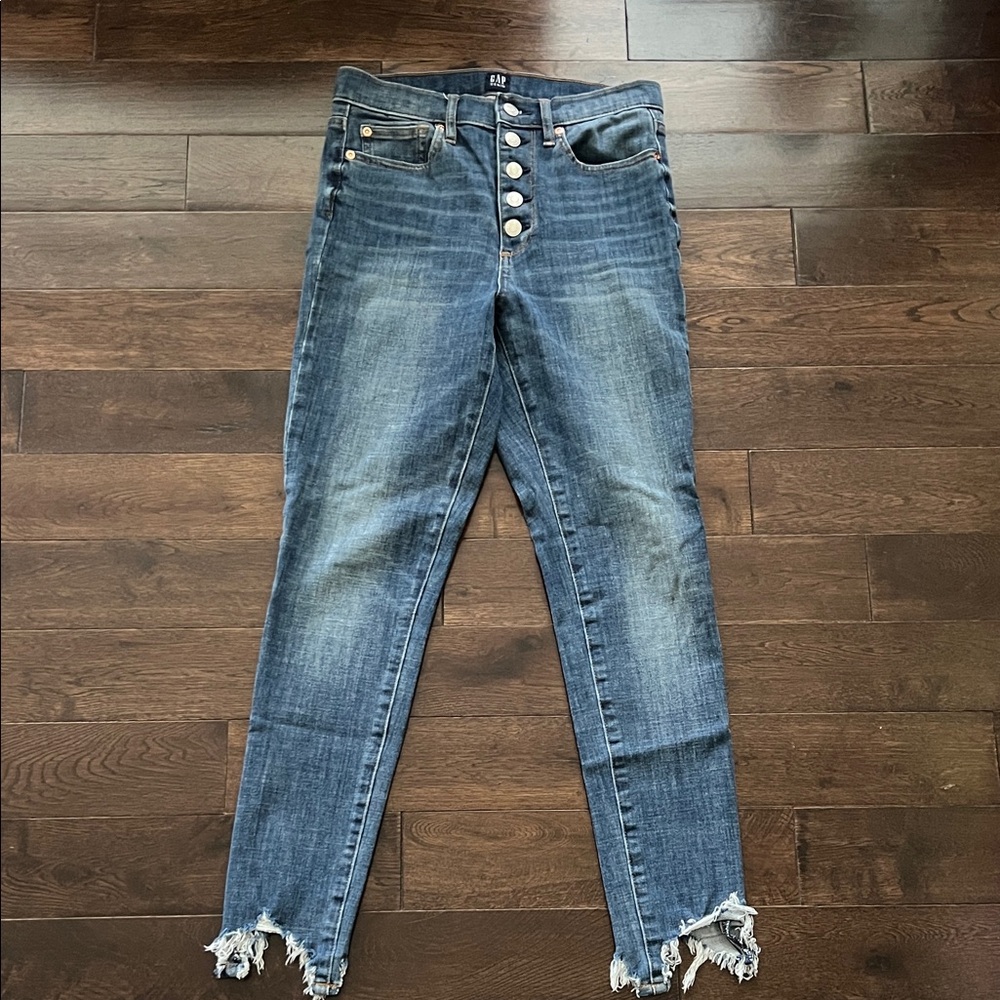 GAP High Rise Blue Jeans with Button Detail